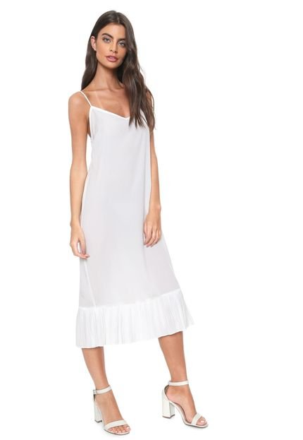 Vestido Finery London Midi Harton Pleated Hem Slip Dress Branco - Marca Finery London