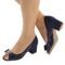 Sapato Peep toe Salto Baixo Grosso fechado Enfeite Laço  Azul Marinho - Marca Feminy Calçados
