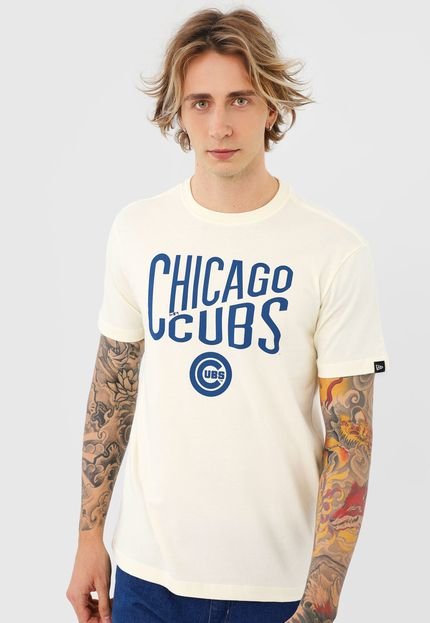 Camiseta New Era Chicago Cubs Off-White - Marca New Era