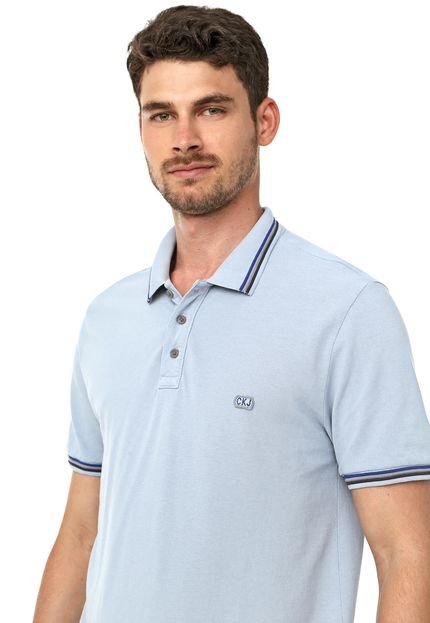 Camisa Polo Calvin Klein Jeans Reta Frisos Azul - Marca Calvin Klein Jeans