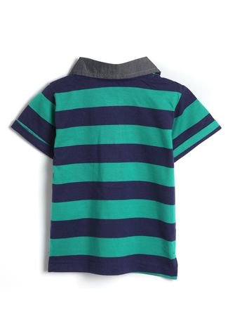 Camiseta Tip Top Menino Listrada Verde/Azul-Marinho
