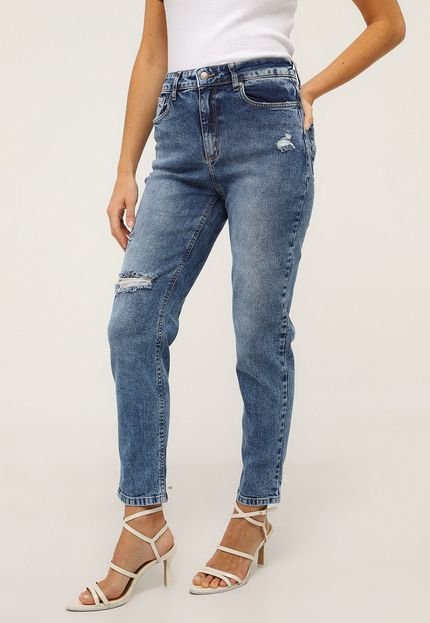 Calça Jeans Guess Mom Destroyed Azul - Marca Guess