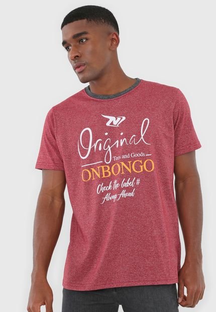 Camiseta Onbongo Lettering Vermelha/Cinza - Marca Onbongo