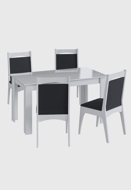 Conjunto Mesa Fixa 4 Cadeiras Branco Móveis Canção - Marca Móveis Canção
