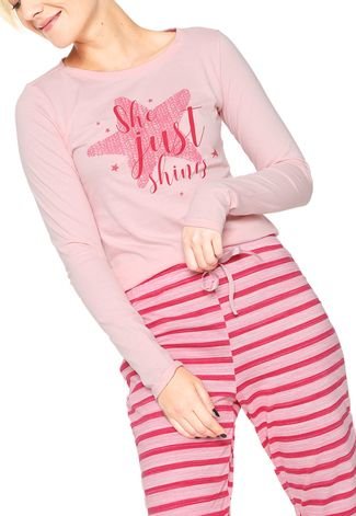 Pijama Malwee Liberta Estampado Rosa