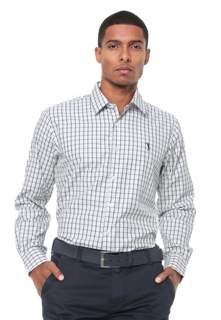 Camisa Aleatory Slim Xadrez Branca - Marca Aleatory