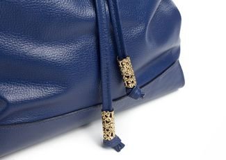 Bolsa Saco de Couro Andrea Vinci Suzy Azul