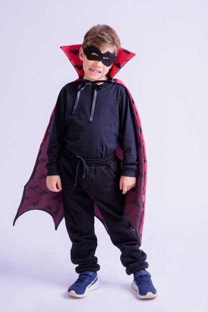 Capa com Mascara de Morcego Muvile Vermelho - Marca Muvile Fantasias