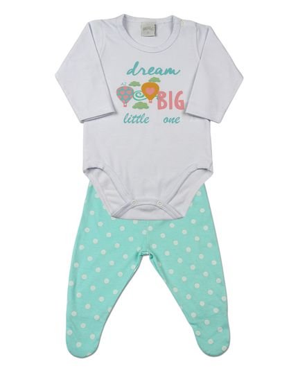 Menor preço em Pijama Ano Zero Bebê Cotton e Malha Estampada Bolinhas Marilyn Dream Branco