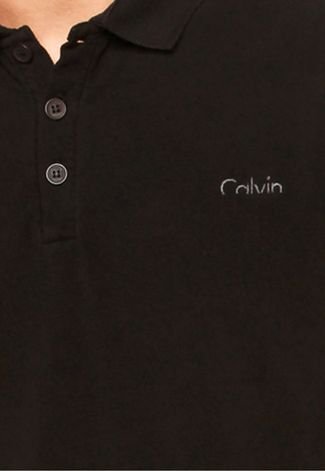 Camisa Polo Calvin Klein Jeans Logo Preta
