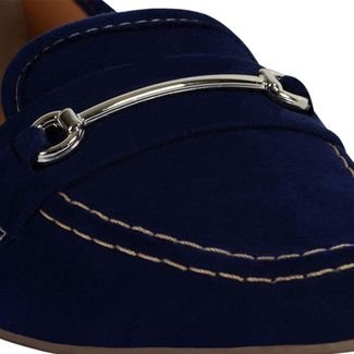Mocassim Feminino Casual em ABS Bico Quadrado Azul-Marinho