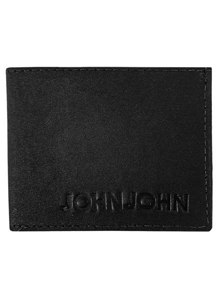 Carteira John John Masculina Couro Basic Down Logo Preta - Marca John John