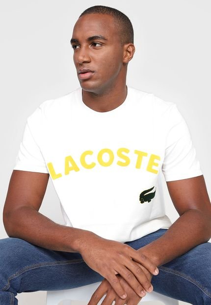 Camiseta Lacoste L!VE Lettering Off-White - Marca Lacoste