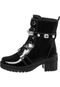 Bota Infantil Feminina GiGiL Teen Salto Baixo Montaria Tira Strass Verniz Preto - Marca GiGiL Teen