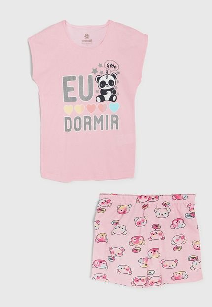 Pijama Brandili Curto Infantil Panda Rosa - Marca Brandili