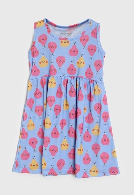 Vestido Tricae Infantil Frutinhas Azul - Marca Tricae