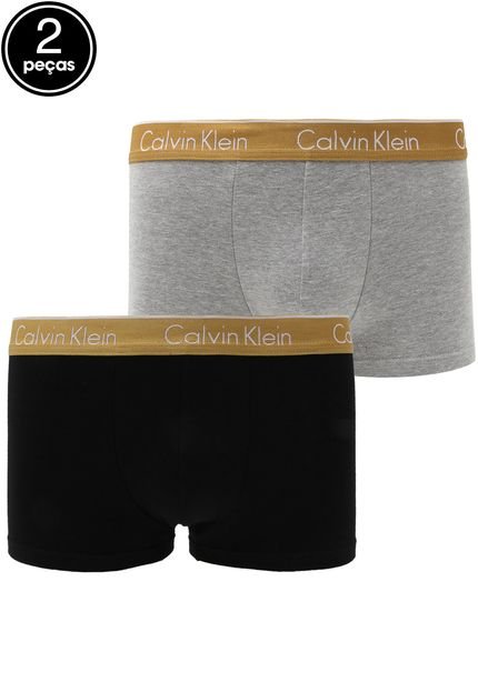 Kit 2pçs Cueca Calvin Klein Underwear Boxer Logo Preto/Cinza - Marca Calvin Klein Underwear
