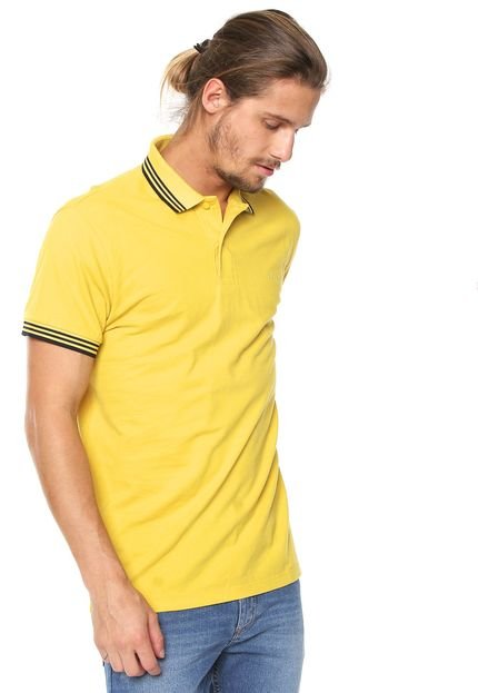 Camisa Polo Colcci Reta Listras Amarela - Marca Colcci