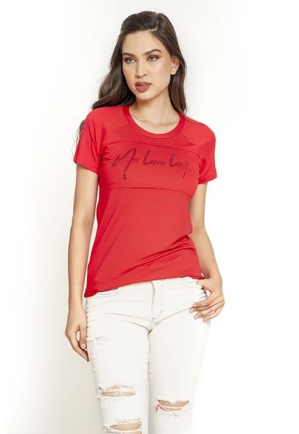 T-Shirt Dialogo Estampa No Love Lost Vermelha - Marca Dialogo Jeans
