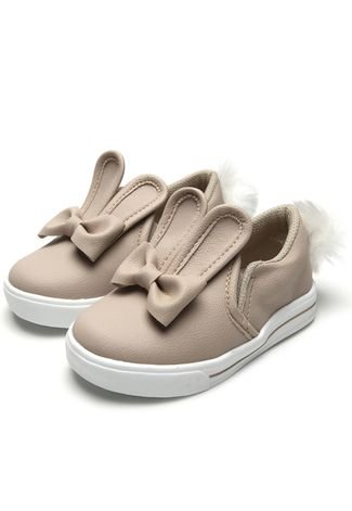 Slip On DAFITI SHOES Logo Nude - Compre Agora