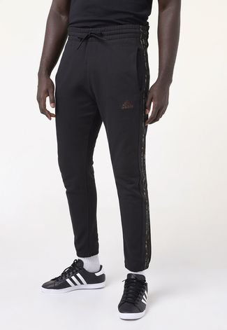Calça de Moletom adidas Sportswear Jogger French Terry Tapered Elastic Cuff 3-Stripes Preta