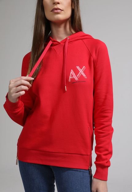 Blusa de Moletom Fechada AX ARMANI EXCHANGE Logo Vermelha - Marca AX ARMANI EXCHANGE