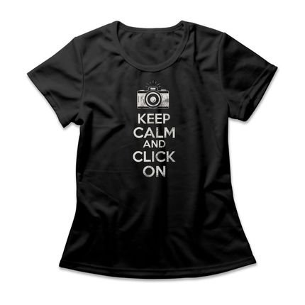 Camiseta Feminina Keep Calm And Click On - Preto - Marca Studio Geek 