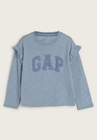 Camiseta Infantil GAP Babados Azul