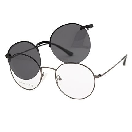 Armação Óculos Grau Clipon Sol Feminino Redondo 2 Em 1 Mel/Marcos - Marca Palas Eyewear