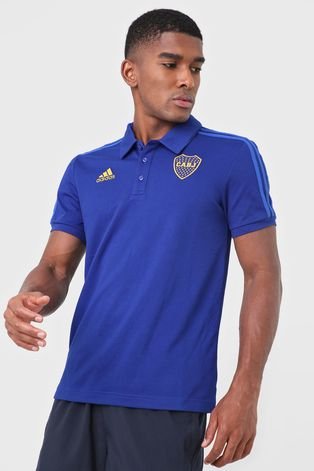 Camisa Polo adidas Performance Reta 3S Boca Jrs Azul Compre