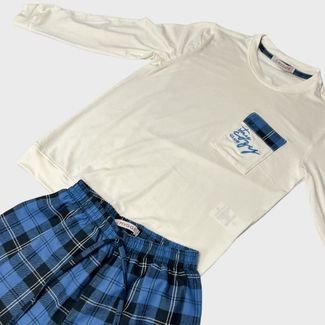 Pijama Xadrez Cozy Club Azul - Teen