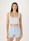 Top Cropped Feminino Em Moletom Alfaiatado - Azul - Marca Hering