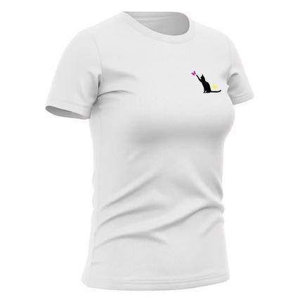 Camiseta Feminina Babylook de Algodão Gola Redonda Estilo Casual Confortavel Gato Borboleta - Marca Relaxado