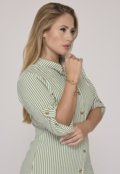 Vestido Chemise Botões M/C B’Bonnie Vitória Listra Verde - Marca B'Bonnie