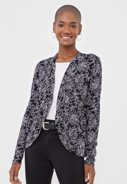 Cardigan Hering Floral Preto - Marca Hering