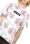 Camiseta New Era Floral Korea Branca/Rosa - Marca New Era