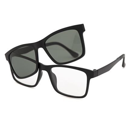 Armação Óculos Grau Clipon Sol Masculino 2 Em 1 Pedro Preto - Marca Palas Eyewear