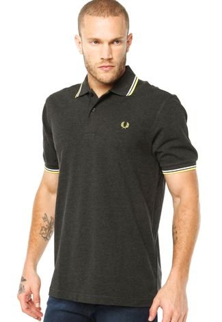 Camisa Polo Fred Perry Logo Cinza