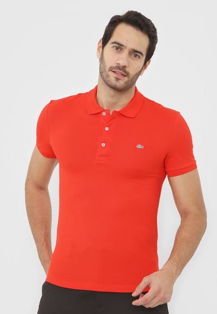 Camisa Polo Lacoste Slim Logo Vermelha - Marca Lacoste