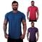 Kit 3 Camiseta Longline Masculina MXD Conceito para Academia e Casual Slim Mescla Marinho, Mescla Vermelho e Violeta - Marca Alto Conceito