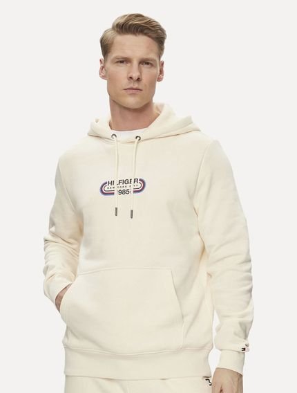 Moletom Tommy Hilfiger Masculino Track Graphic Hoodie Off-White - Marca Tommy Hilfiger