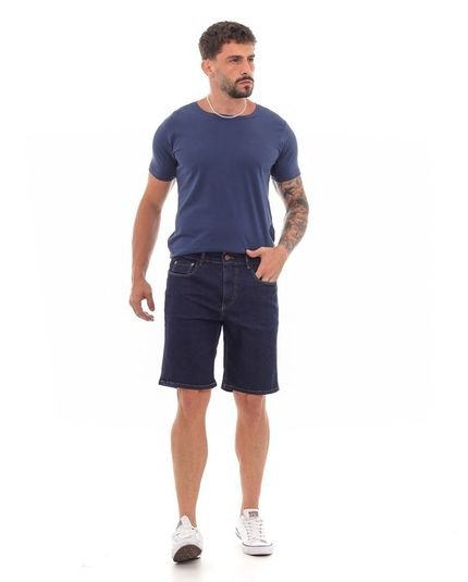 Bermuda Jeans Masculina Detalhe Costura Básica 23482 Escura Consciência - Marca Consciência