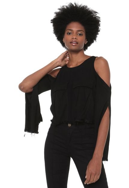 Blusa Cropped Osmoze Off Shoulders Preta - Marca Osmoze