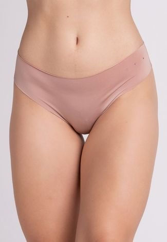 Calcinha Sem Costura Serra e Mar Modas Lingerie Tanga Corte a Laser Bege