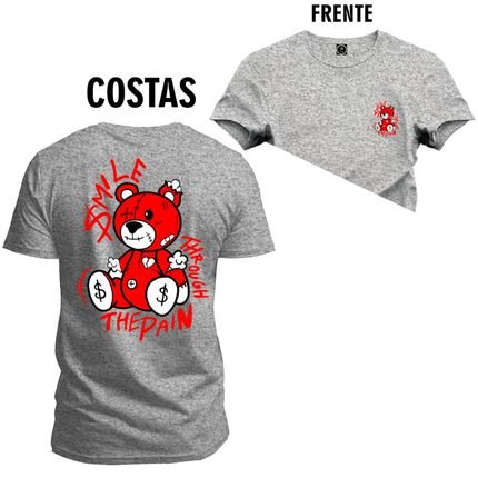Camiseta Plus Size Unissex T-Shirt Premium The Pain Frente Costas - Cinza - Marca Nexstar