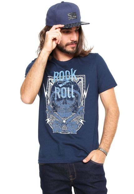 Camiseta Ride Skateboard Rock Azul-Marinho - Marca Ride Skateboard