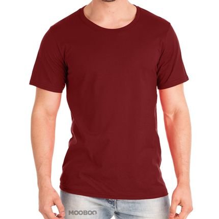 Camiseta de Algodão Premium Basica Liso Masculina MooBoo vinho bordo vermelho escuro Lisa Verão Camisa - Marca MooBoo
