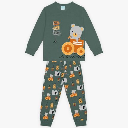 Conjunto Pijama Infantil Menino com Estampa de Bichinho Kyly Verde - Marca Kyly