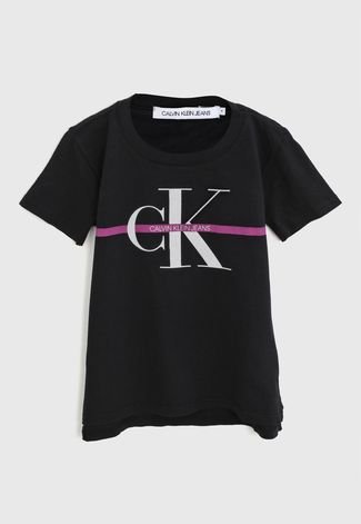 Blusa Calvin Klein Kids Infantil Logo Preta