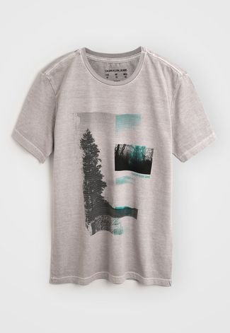 Camiseta Calvin Klein Kids Infantil Forest Cinza
